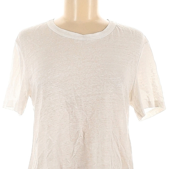 A.L.C. Linen Short Sleeve Top Size M White Lace Up Back Silver Grommets T-Shirt - Picture 6 of 10